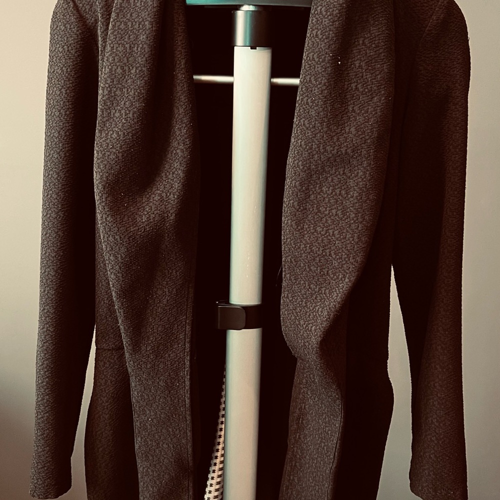 Elegant Black Open Front Knee-Length Cardigan